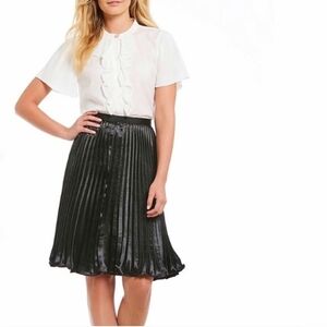 Karl Lagerfeld‎ Black Pleated Satin Skirt